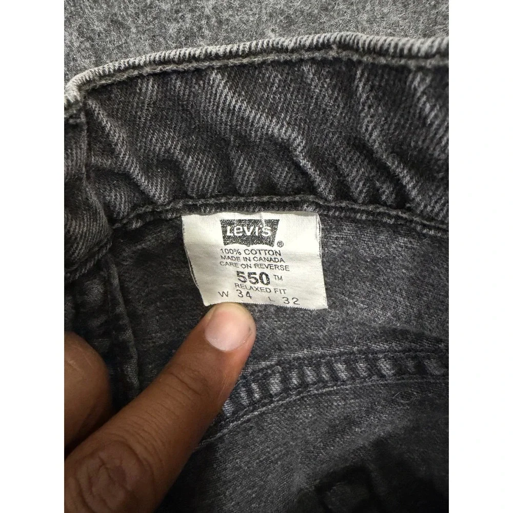 Levis 550 Relaxed Fit Jeans Mens 34x32 Faded Black Vintage Made in Canada 066140